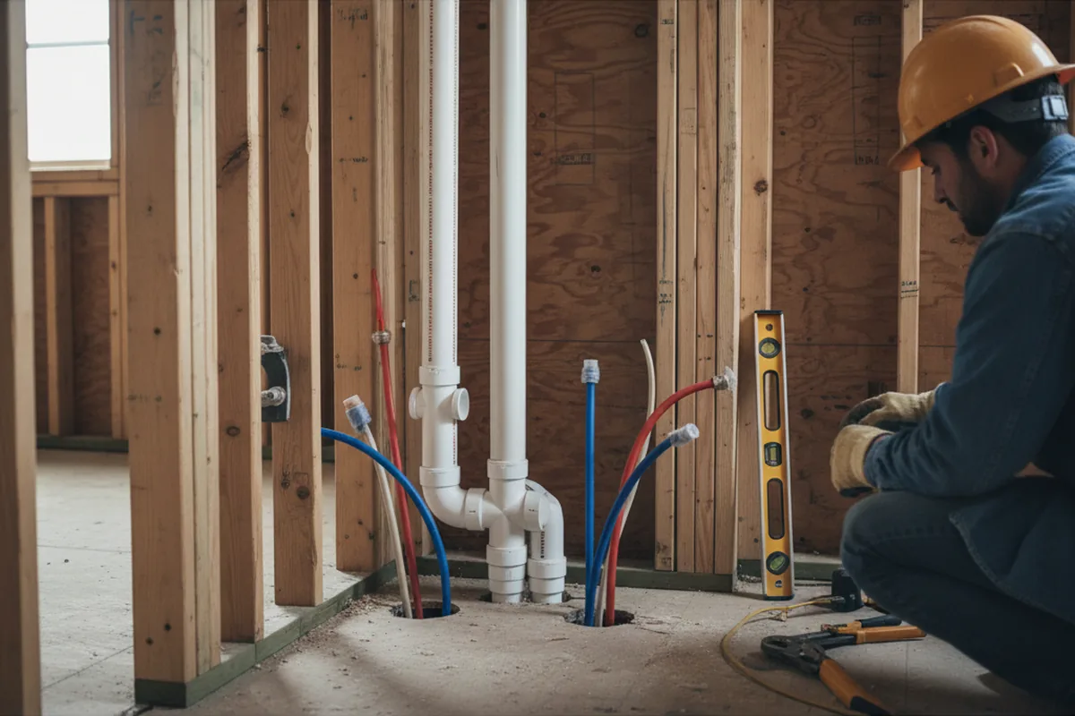 Drain and supply rough-in during Drain Cleaning in Albany